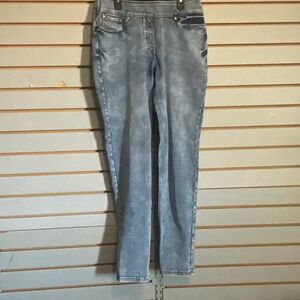 Luxe Denim Womens Blue Acid Wash 360 4-Way Stretch Pull On Jeggings Size M 10-12